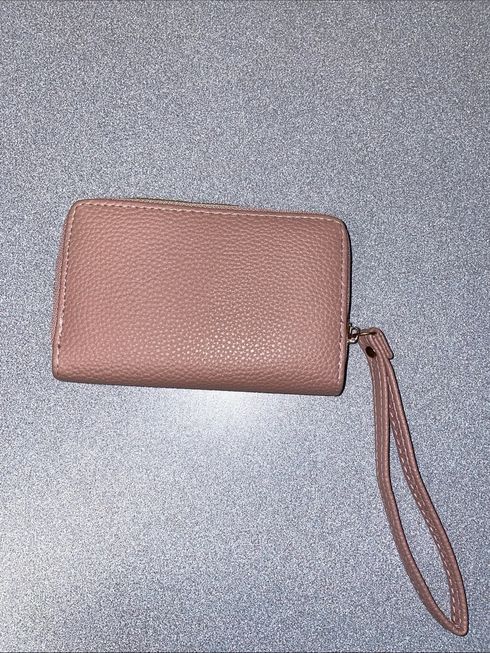 Women’s Wristlet Wallet in Blush Pink with Gold Emblem